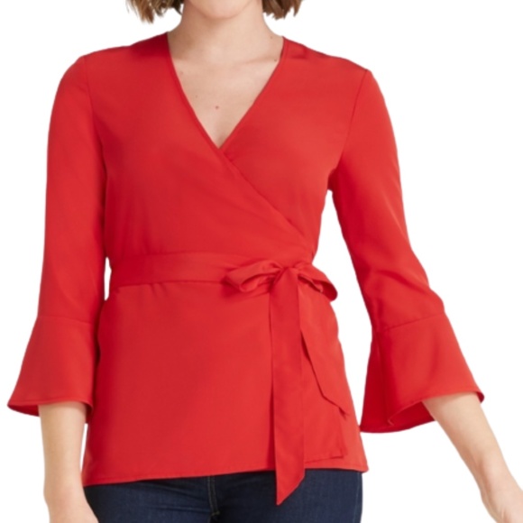 Draper James Tops - Draper James Solid Wrap Top in Lipstick Red Size 8